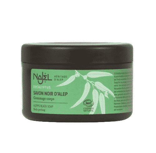 Aleppo schwarze Seife mit Eukalyptus – Körperpeeling – Najel 180 g