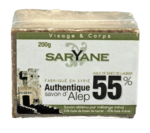 Aleppo Seife mit 55% Lorbeeröl und 45% Olivenöl – Saryane 200 g