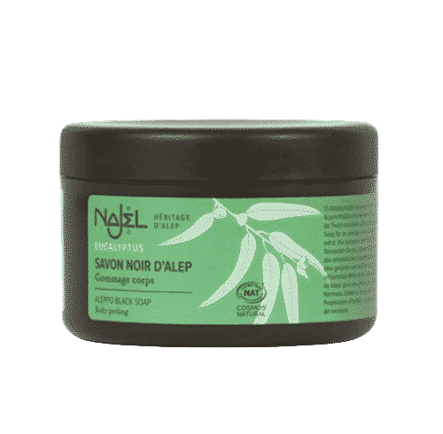 Aleppo schwarze Seife mit Eukalyptus – Körperpeeling – Najel 180 g