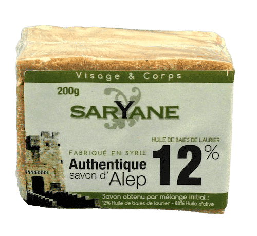 Aleppo Seife – 12% Lorbeeröl und 88% Olivenöl – Saryane 200 g