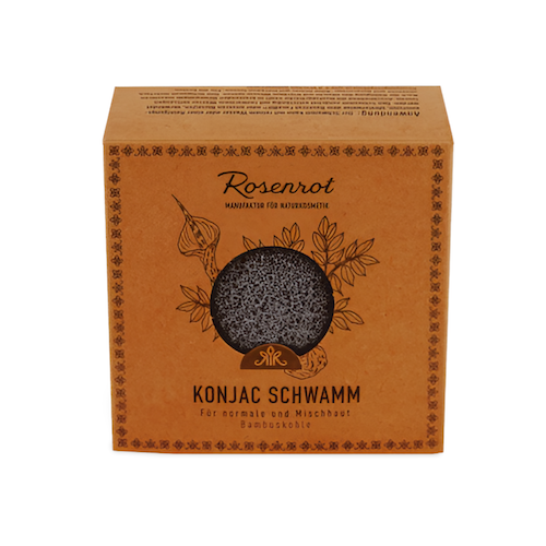 Konjac Schwamm - Bambuskohle - Rosenrot