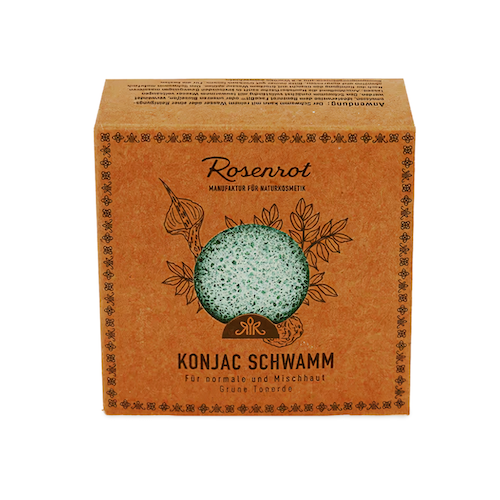 Konjac Schwamm – Grüne Tonerde – Rosenrot